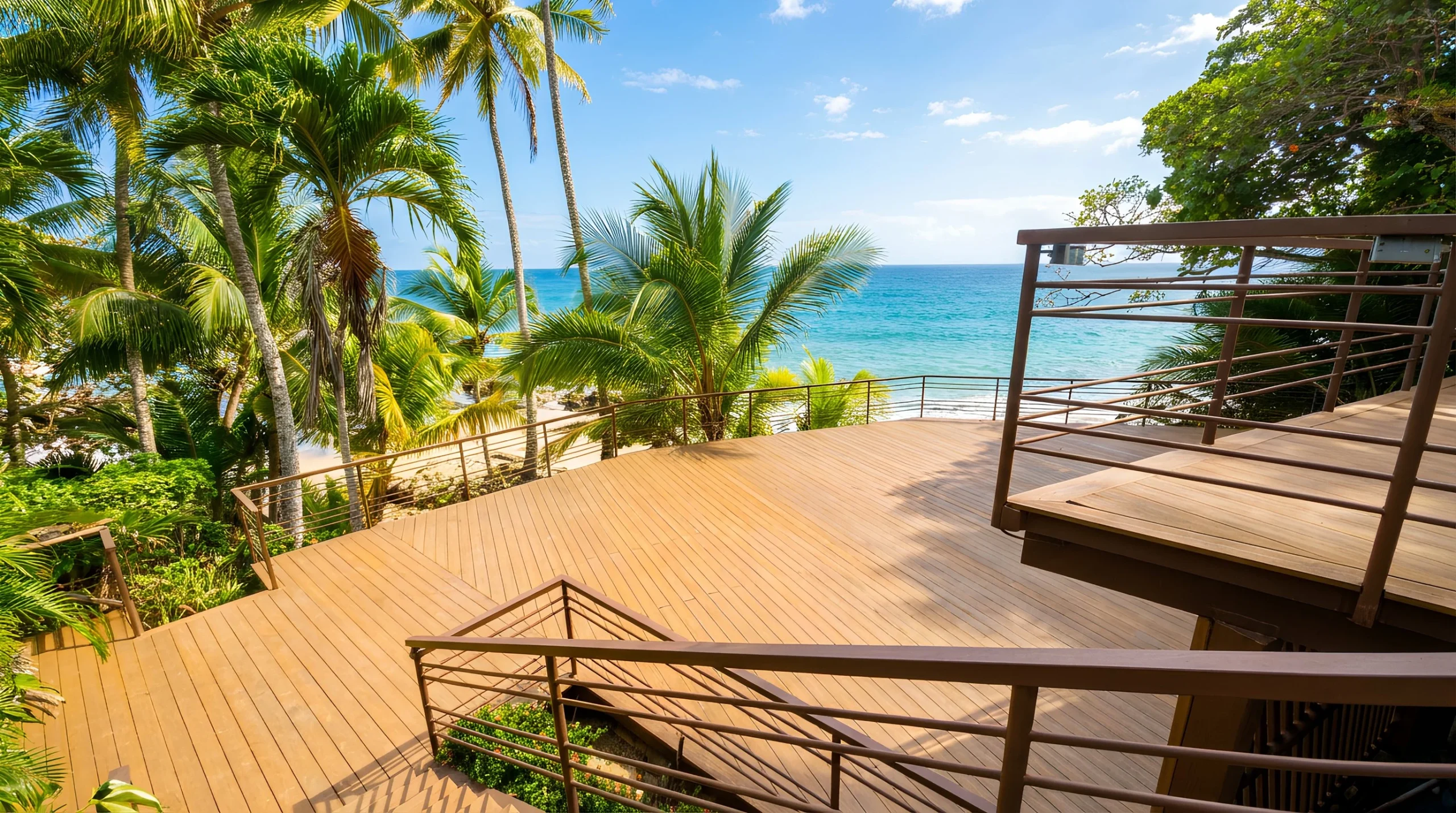 Beachfront living spaces at the estate